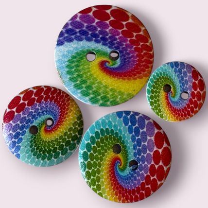 Rainbow LGBT Swirl Buttons 15mm To 25mm Knitting Sewing Scrapbooking 2 Hole