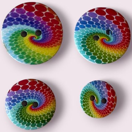 Rainbow LGBT Swirl Buttons 15mm To 25mm Knitting Sewing Scrapbooking 2 Hole