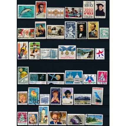 1000 Stamp Selection - USA - Used Hinged