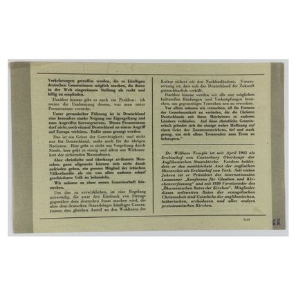 Original WW2 British Air Drop Propaganda Leaflet. - Code G.61 [1942].