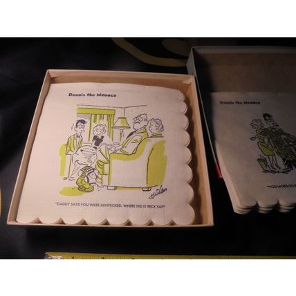 RARE 1954 DENNIS the MENACE "Sip'n Snack Napkins" in the Original Box!! $40.00