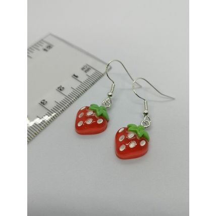 Fun Fruity Strawberry Silver Plated Earrings Food-Inspired Kawaii Jewellery