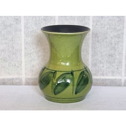 Signed Charles Collard Small Vase | Honiton Studio Pottery Green Glazed Bud Vase