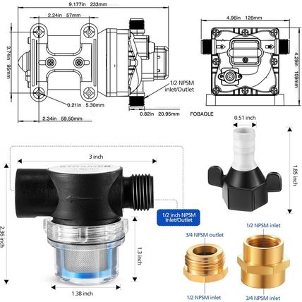 Water Pressure Booster Pump 110V 5.5 GPM 70 PSI, Self Priming Industrial Water P