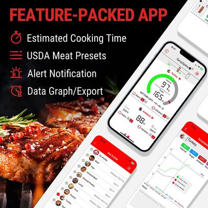 Thermopro Tempspike 500 Ft Wireless Meat Thermometer Digital, Bluetooth Meat The