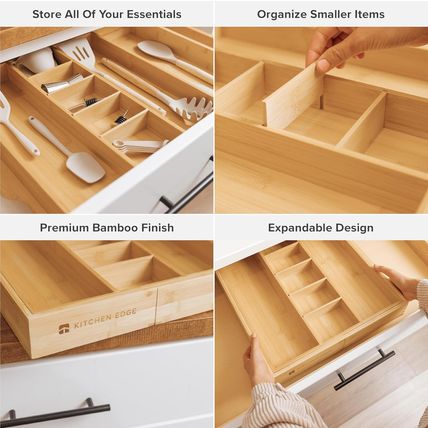 Adjustable Kitchen Drawer Organizer for Utensils and Junk, Food-Safe Contract Gr