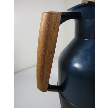 Vintage MCM G. Rosendahl Sweden Keeper Carafe Thermos Pitcher Blue Wooden Handle