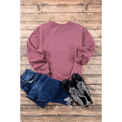 Valerian Plain Drop Shoulder Crewneck Pullover Sweatshirt