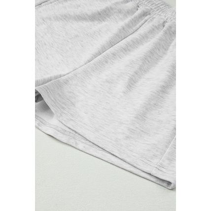 Light Grey Girly Bow Embroidered Detail Puff Sleeve Pullover 2pcs Short Set