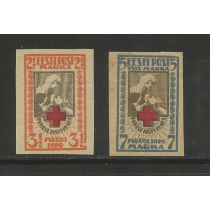 Estonia B5-B6, 1922 Red Cross, Imperf, VF, MNH, DG, SF (EST503)