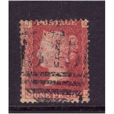 GREAT BRITAIN 1858-79 QV SG44 1d RED BROWN PLATE 114 LETTERED OJ USED