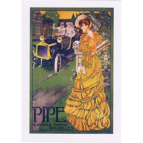Postcard Poster Art Pipe Car Brussels Belgium Automobile Belgian Advert