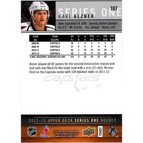 2012-13 Upper Deck - #187 - Karl Alzner