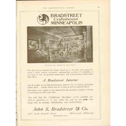 john s bradstreet 1911 entrance hall paneled sugi wood vintage ad