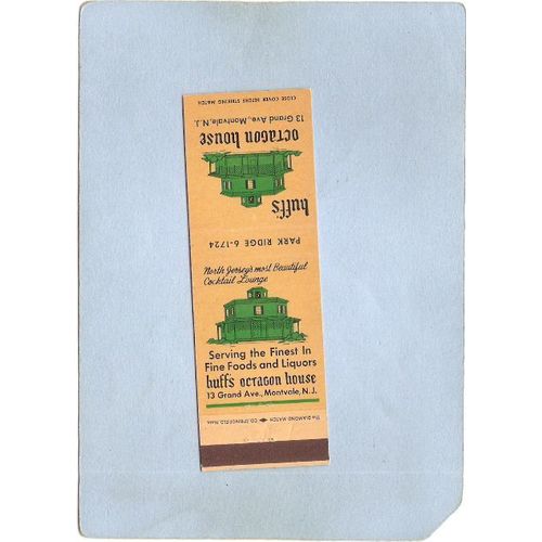 New Jersey Montvale Matchcover Huffs Octagon House 13 Grand Ave ~3144