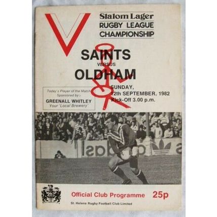 1982 programme St. Helens v. Oldham
