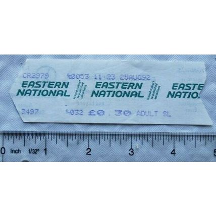 1992 Eastern National £0.30 adult single bus ticket
