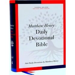 Nkjv, Matthew Henry Daily Devotional Bible, Hardcover, Red Letter, Thumb Indexed