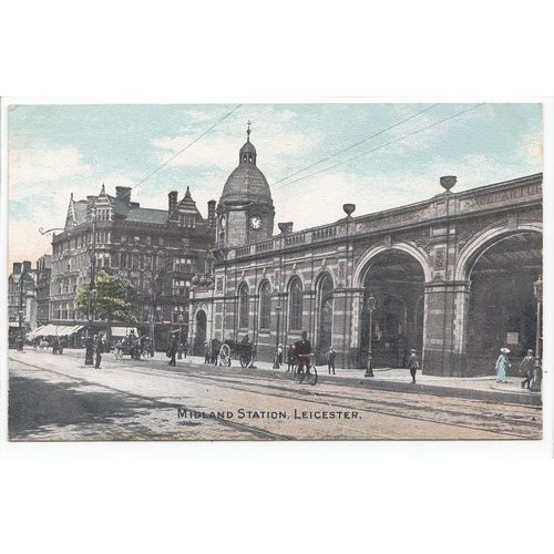 Midland Railway Station Leicester Postcard J W & Co