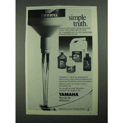1988 Yamaha Motorcycle Oil Ad - Simple Truth