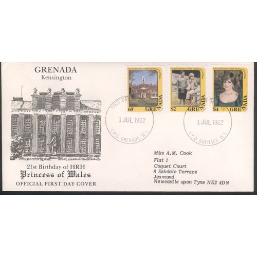 Grenada FDC 1982 - SG1189 - 1191 - 1193 - 21st Birthday of Princess Of Wales