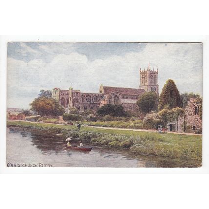 Christchurch Priory Dorset A R Quinton Art Postcard 930