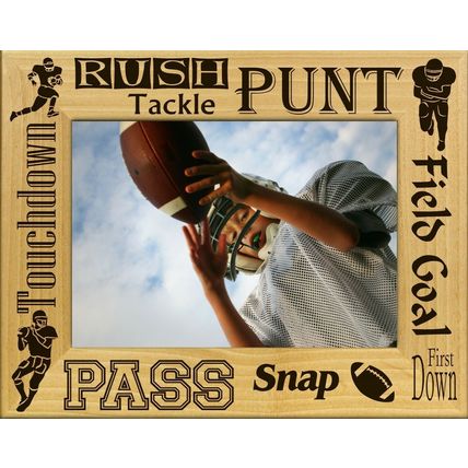 Football Sayings Laser Engraved Wood Picture Frame Landscape (8 x 10)