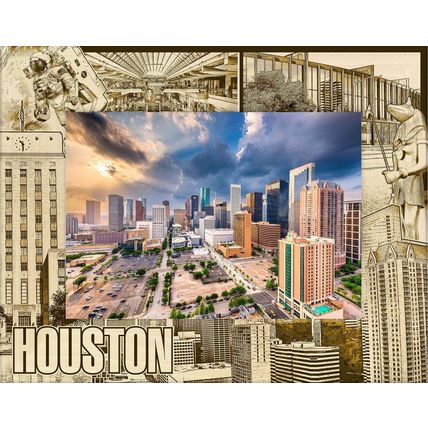 Houston Texas Laser Engraved Wood Picture Frame Landscape (3 x 5)