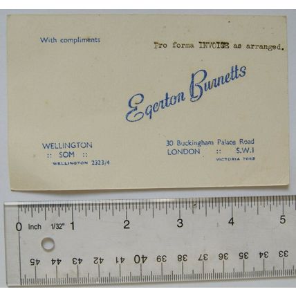 Vintage: compliment slip Egerton Burnetts, London