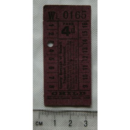 County Borough of Walsall Transport Department ticket 4d child