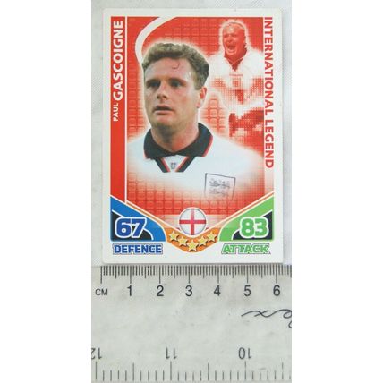 2010 Topps Match Attax World Cup Trading Card - England, Paul Gascoigne, legend