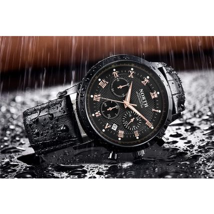 New Men’s North Black & Gold Color Chronograph Luxury Dress Watch