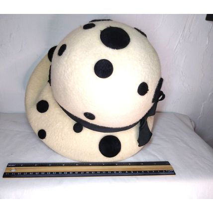 Sitlers "for fashionable hats!" Adorable White/Black Polka Dot Pattern! Fast Shp