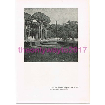 Borghese Garden, Rome, by Laszlo Hegedus, Book Illustration (Print) , c1910