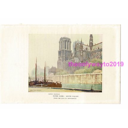 Notre Dame, South Facade, Paris, Book Illustration, c1918