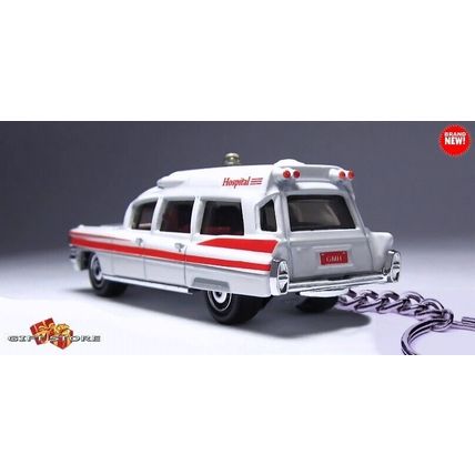 RARE KEYCHAIN WHITE CADILLAC AMBULANCE CUSTOM Ltd GREAT GIFT or DESK DISPLAY