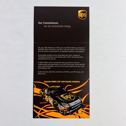 UPS Racing NASCAR 2009 Schedule