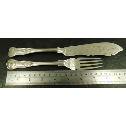 4 Pair Silver Plate Fish Knives & Forks Bearing Queen Victorias Cypher Wilkinson