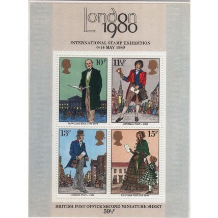 GB QE2 LONDON 1980 INTERNATIONAL STAMP EXHIBITION 2nd Mini Sheet Rowland Hill