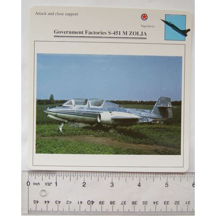 G. F. S-451 M Zolja - Yugoslavia - Attack & Close Support - Collectors Club Card