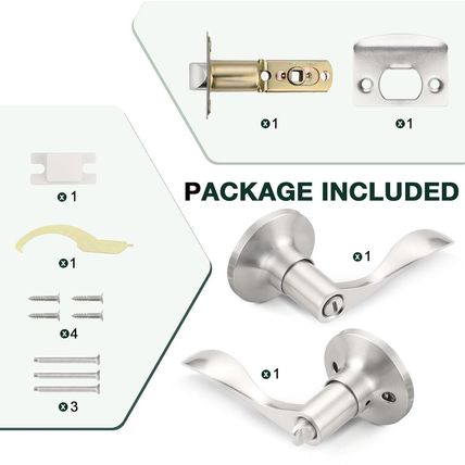 GOBEKOR 8 Pack Brushed Nickel Privacy Door Levers Bedroom Bathroom Door Handles