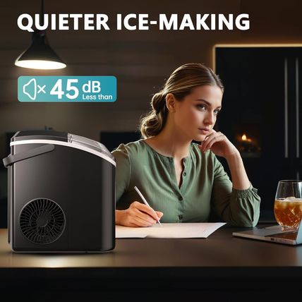 EUHOMY Nugget Ice Maker Countertop with Handle, Ready in 6 Mins, 34Lbs per Day,