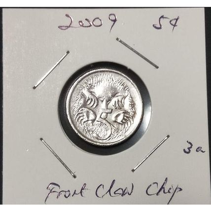 Australia 2009 5c Echidna ~ Die Chip/Cud on Front Claw - Circulated [3a]