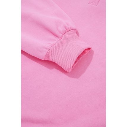 Bonbon Embroidered Flower Patchwork Snap Buttons Pullover Sweatshirt