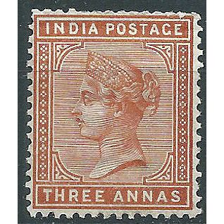 India 1890 SG94 3a Brown Orange (nibbed perfs) Mounted Mint....