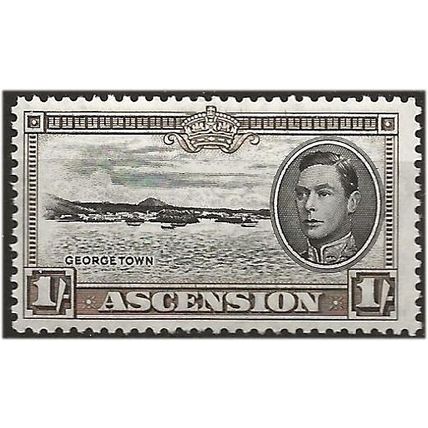 Ascension Island 1944 SG44a 1/- Black & Sepia Perf 13 Mounted Mint . .. .