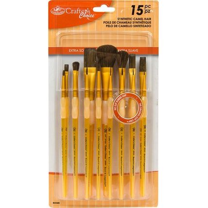 RCC 605 Royal Brush Crafter's Choice Natural Hair 15 Piece Value Brush Set