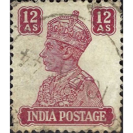 INDIA, King George VI, Imperial Crown of India, lake red 1941, 12anna, #3