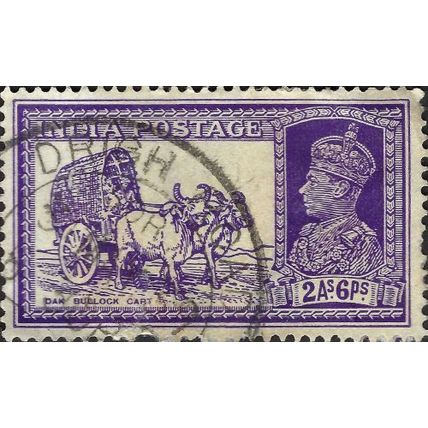 INDIA, Dak Bullock Cart, King George V, violet 1937, 2anna 6 pies