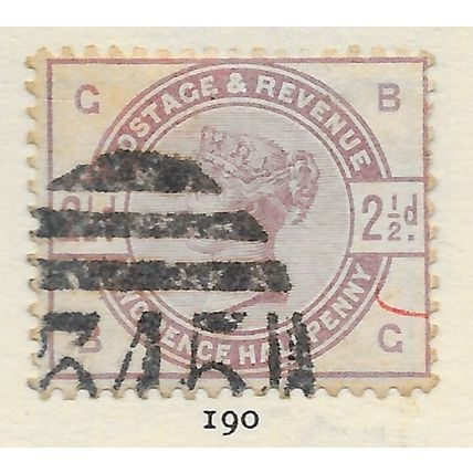 2.5d QV GB 1884 USED CLASSIC LILAC & GREENS ISSUE SG190 190 SG